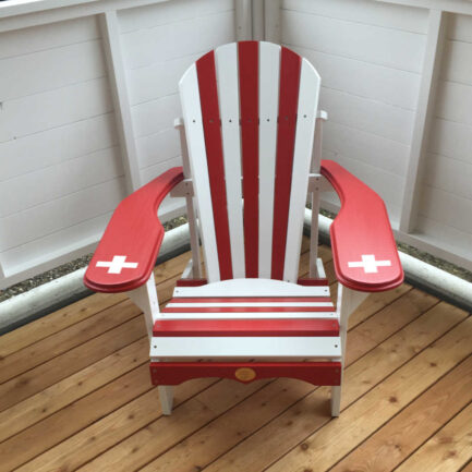 Der Original Adirondack Bear Chair aus Pinienholz rot-weiss gestrichen (BC201P)