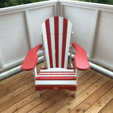 Der Original Adirondack Bear Chair aus Pinienholz rot-weiss gestrichen (BC201P)