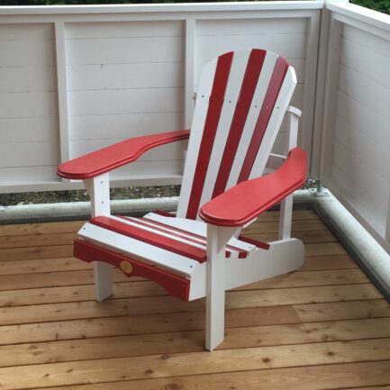 Der Original Adirondack Bear Chair aus Pinienholz rot-weiss gestrichen (BC201P)